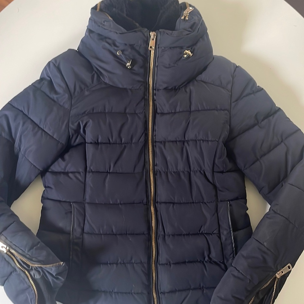 Zara Navy Puffer Jacket